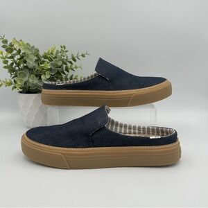 Toms Women’s Sunrise Navy Denim Blue Slip On Mules Size 7.5